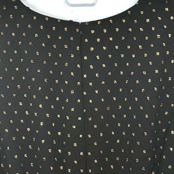 New Jay Godfrey Black Gold Metallic Polka Dot Romper Long Bell Sleeve Sz 6 - Picture 12 of 13